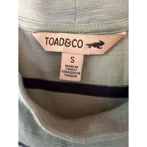 Toad & Co. Samba Sunday women’s green navy stripe sleeveless tank size S #8-1529 - Picture 2 of 7